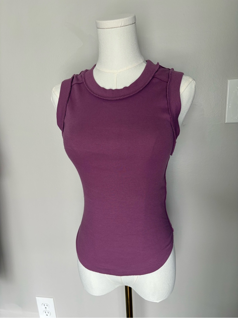 We The Free Ribbed Tank Top in Plum Purple